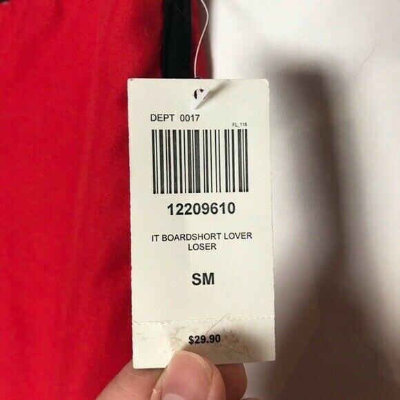 Hot Topic NWT "It" Men's Small Lover Loser Board Shorts Red Black Swimwear - Picture 5 of 9